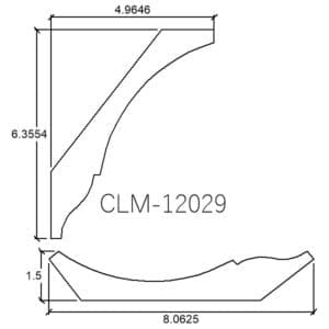 Molding profile diagram with measurements.