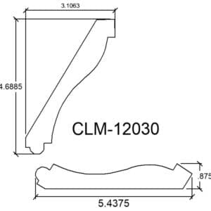 Molding profile diagram with measurements.