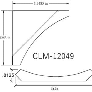 Technical drawing of a molding piece.