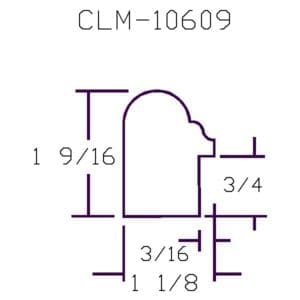 Architectural molding profile with measurements diagram.
