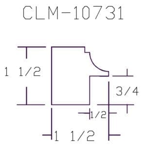 Architectural molding profile with dimensions diagram.