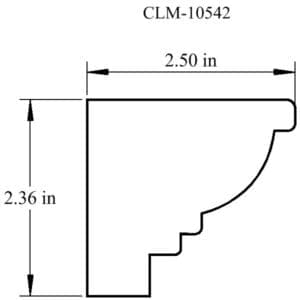 Line drawing of a molding profile.