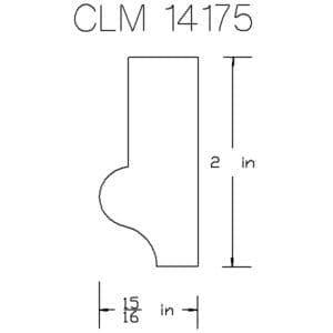 Profile drawing with dimensions in inches.