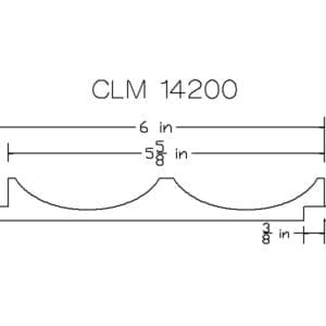 Architectural molding profile with dimensions diagram.