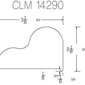 Architectural profile dimensions with labeled measurements.