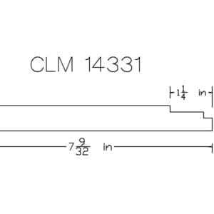 Architectural molding profile with measurements.