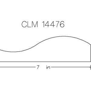 Curved line diagram with measurements and label.