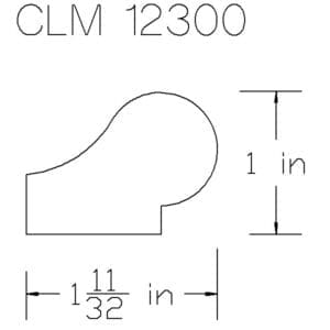 CLM 12300 molding diagram: 1 11/32" x 1"