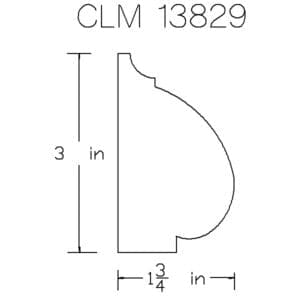 Crown molding profile with dimensions.