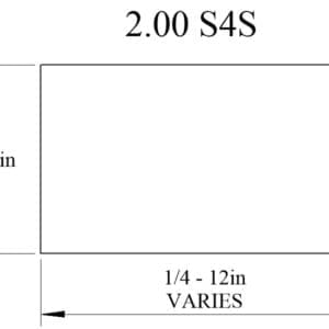 2.00 S4S lumber diagram, dimensions vary.