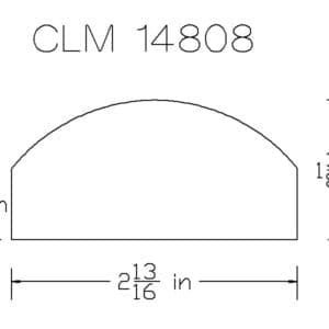 Half-circle technical drawing with dimensions in inches.