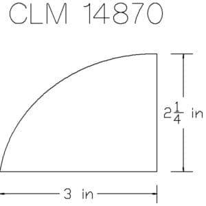 Quarter circle with dimensions labeled in inches.